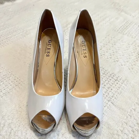 Guess Los Angeles patent 8 1/2 platform peep toe pump 4.5 inch heels 2675 - Picture 7 of 11